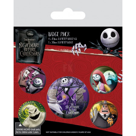 Nightmare Before Christmas Pin-Back Buttons 5-Pack Characters